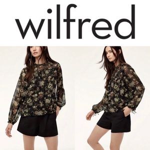 Aritzia Wilfred Lourdes Black Floral Blouse Size M